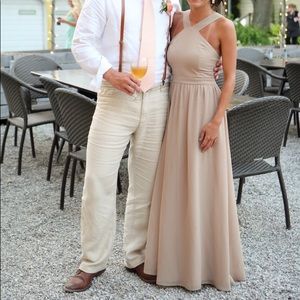 Tan maxi dress - worn once to wedding